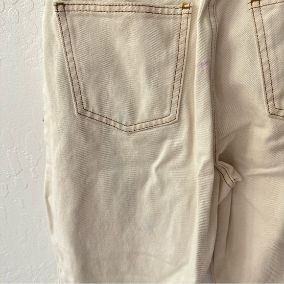 Reclaimed Vintage Ecru Cream Brown Stitching 90s Tapered Mom Fit Jeans 4 - Picture 6 of 13